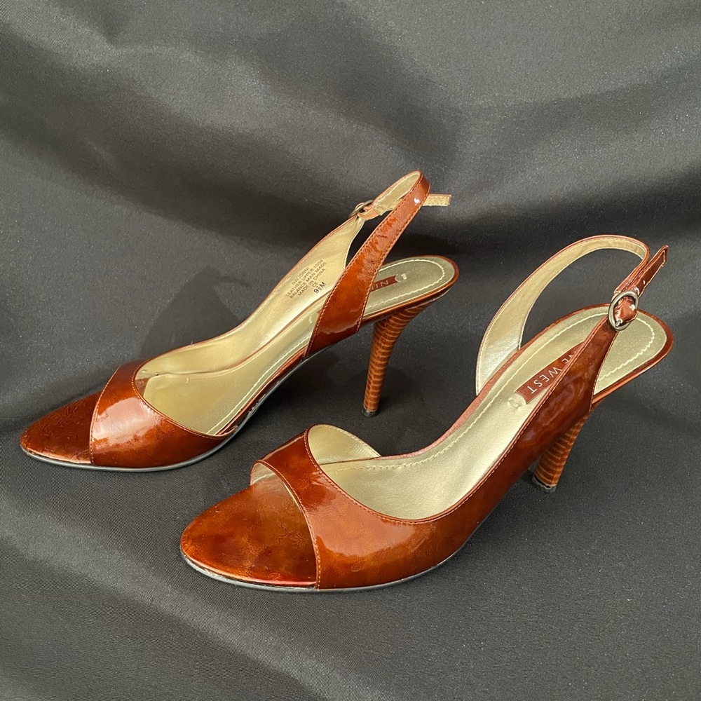 Nine West ‘Jonni’ Medium Brown Patent- Size 9.5